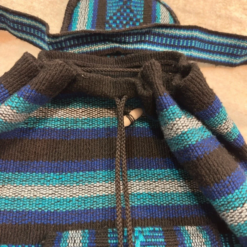 Striped Blue and Black Backpack